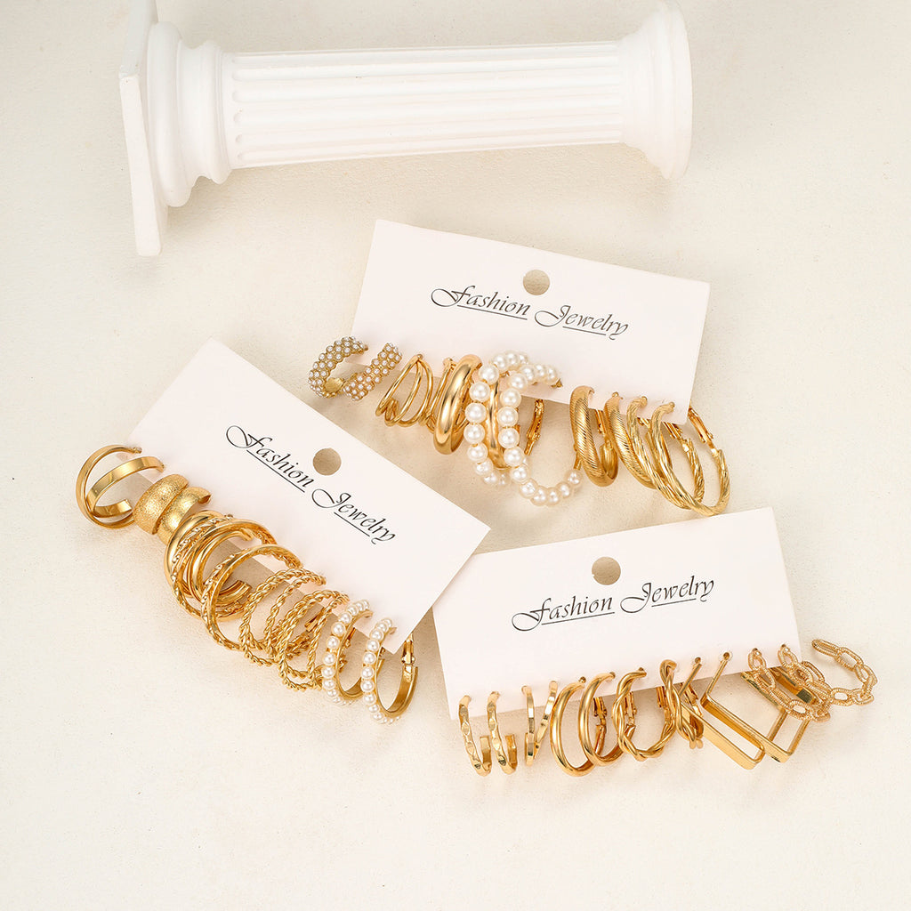 Damen Ohrstecker-Set mit verschiedenen eleganten Designs und Perlenelementen Shop Nory