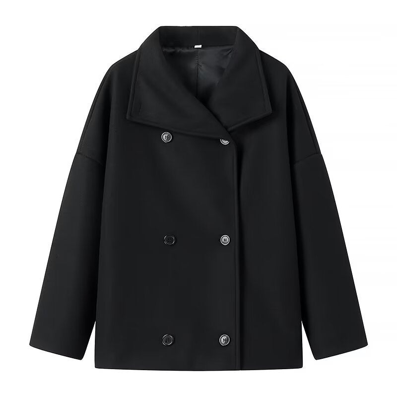Damen Kurzmantel im Oversize‑Cut mit Doppelreiher und weitem Umschlagkragen Shop Nory