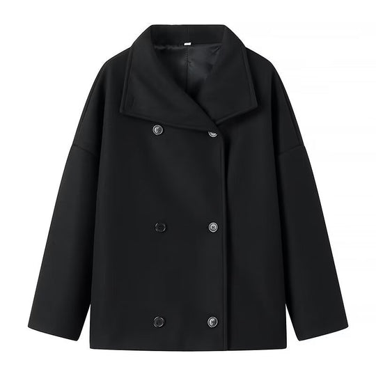 Damen Kurzmantel im Oversize‑Cut mit Doppelreiher und weitem Umschlagkragen Shop Nory