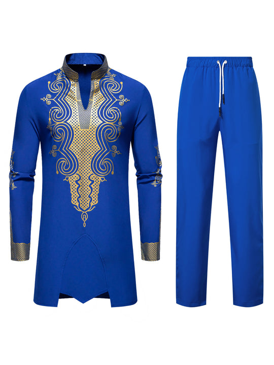 Herren Traditionelles besticktes Tunika‑Set mit Mandarinkragen und elastischer Hose Shop Nory
