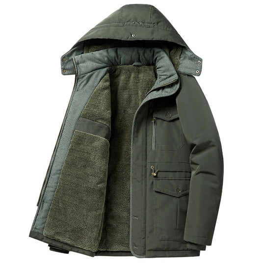 Herren wattierte Parka-Jacke mit Teddyfutter, Kapuze und multifunktionalen Taschen Shop Nory