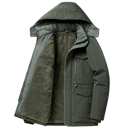 Herren wattierte Parka-Jacke mit Teddyfutter, Kapuze und multifunktionalen Taschen Shop Nory