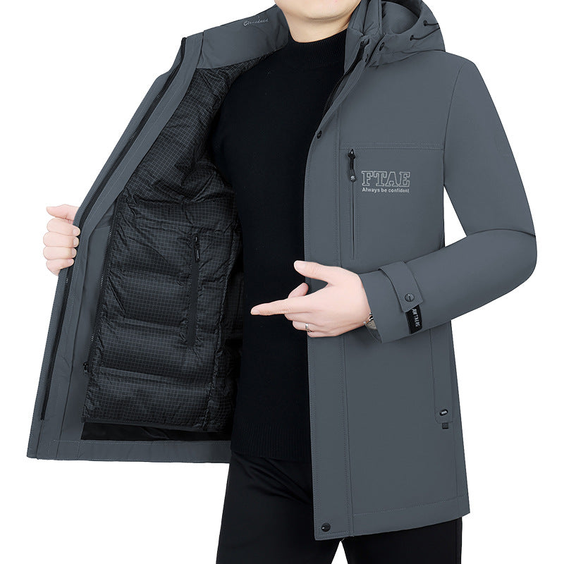 Herren Moderner wasserabweisender Longparka mit Kapuze und leichter Thermoisolierung Shop Nory