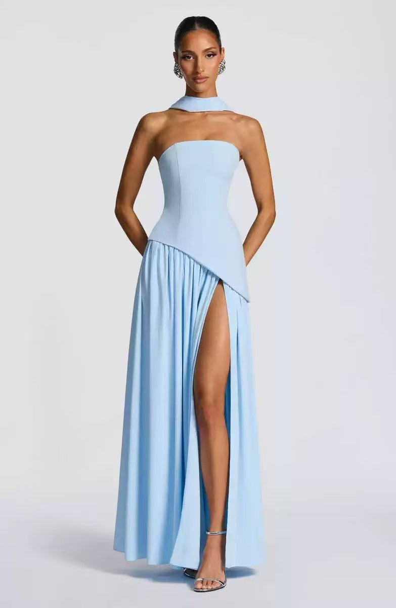 Damen Maxikleid mit figurbetontem Oberteil und schwingendem Rock