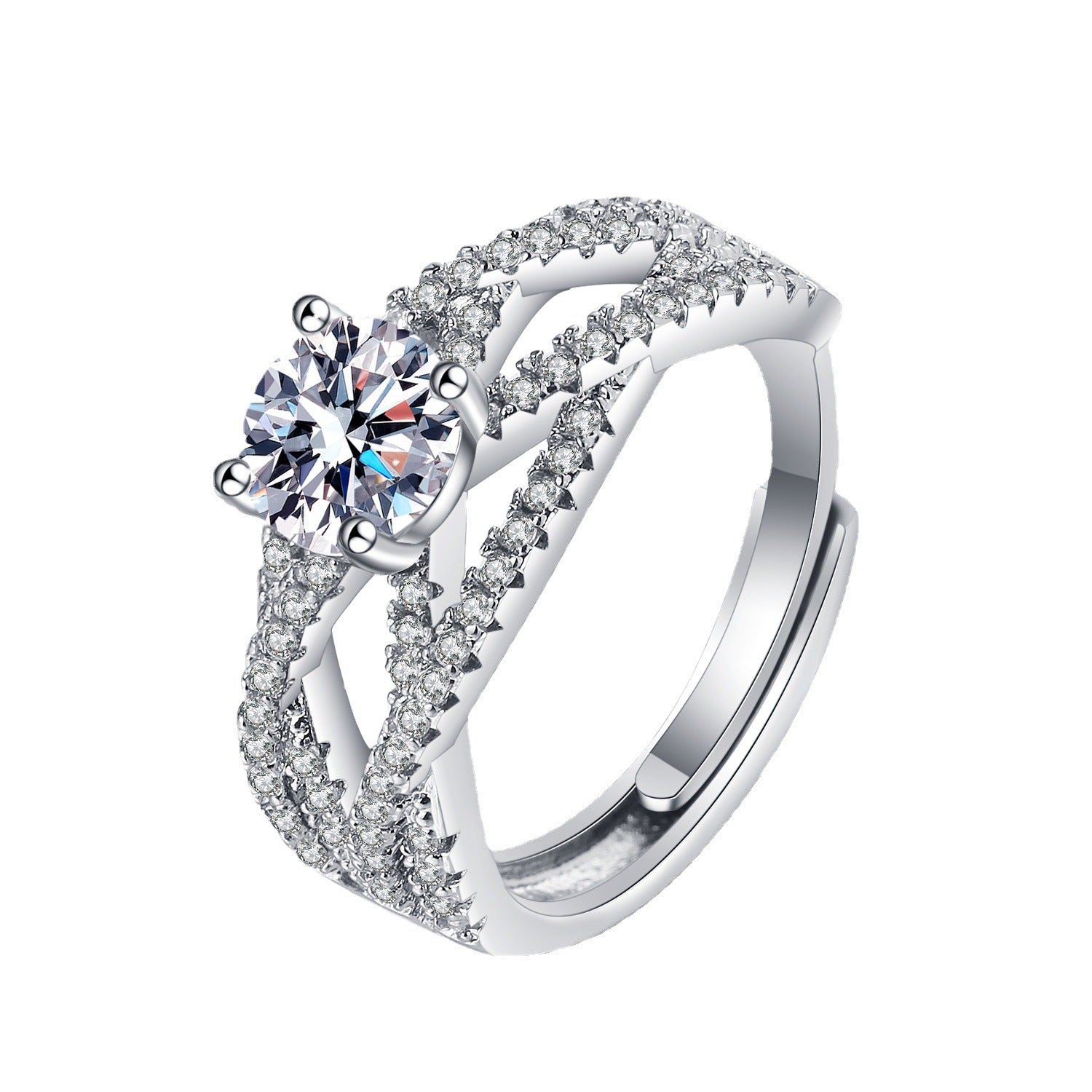 Damen eleganter Zirkonia-Verlobungsring mit geschwungenem Design Shop Nory