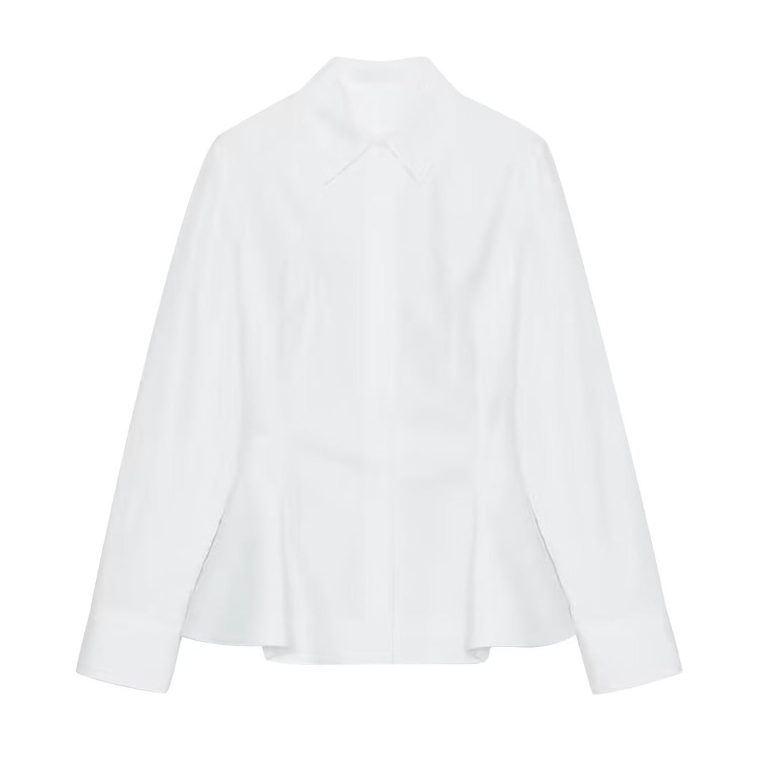 Damen Taillierter Kurzblazer im Peplum‑Schnitt mit Hemdkragen Shop Nory