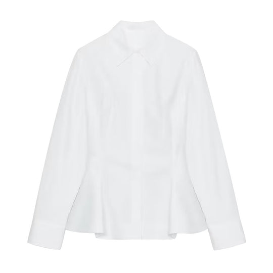 Damen Taillierter Kurzblazer im Peplum‑Schnitt mit Hemdkragen Shop Nory