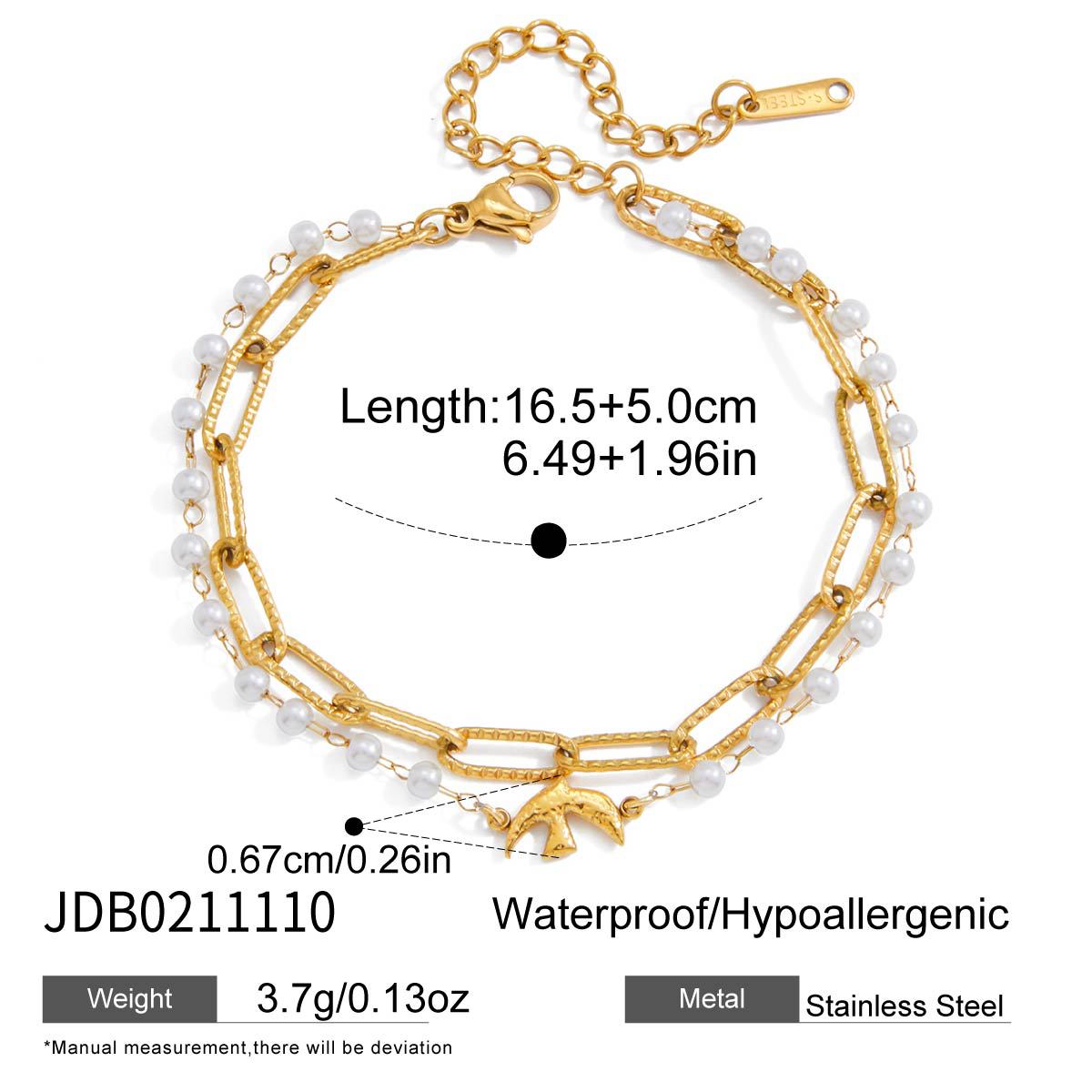 Damen Elegantes Edelstahlarmband mit Perlenakzenten und filigranem Design Shop Nory