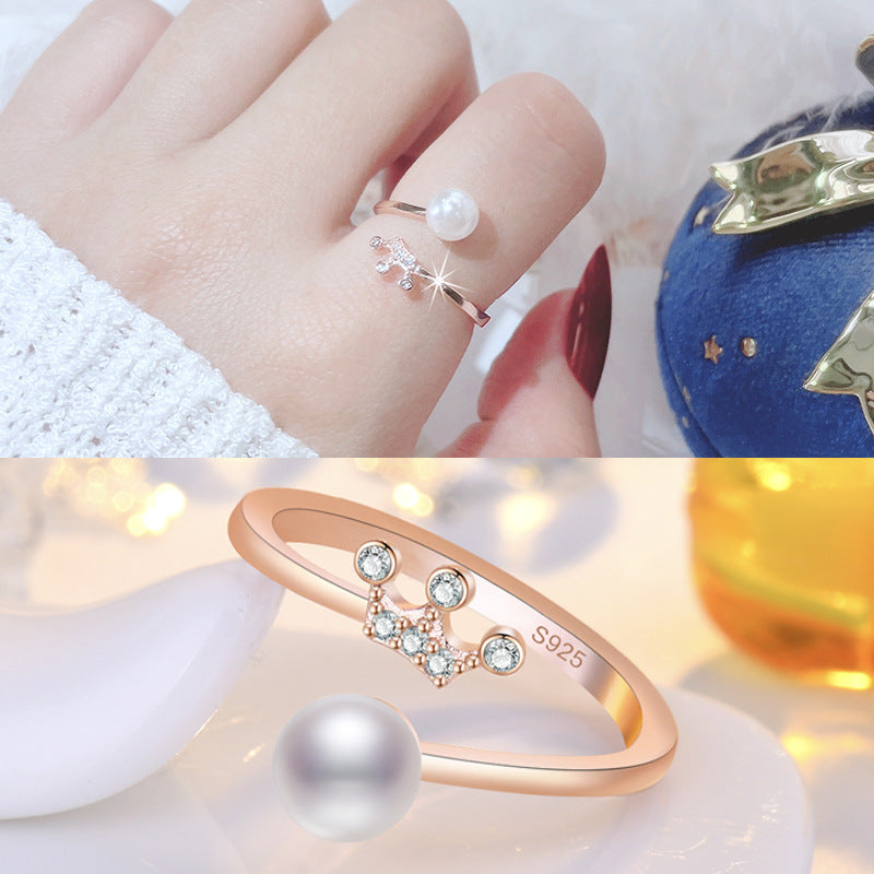 Damen eleganter Ring mit Perlenakzent und funkelnden Zirkonia Shop Nory