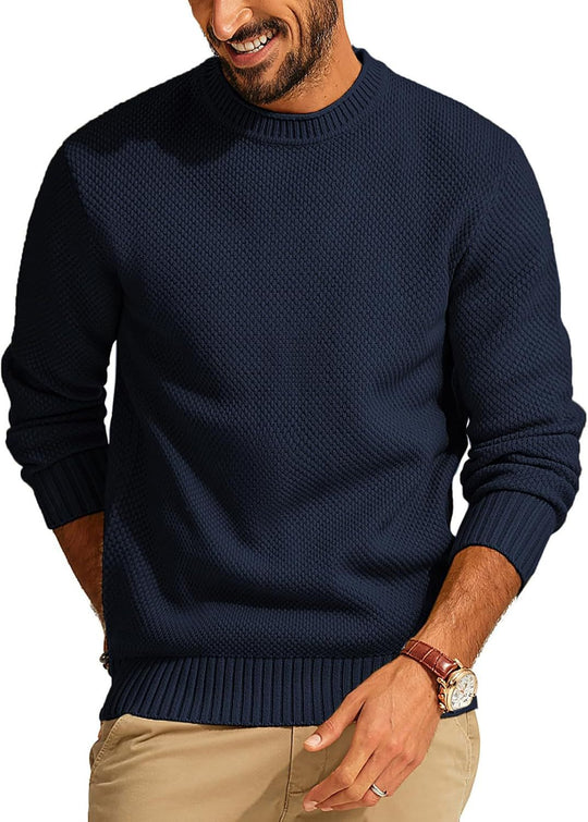 Herren Waffelstrick-Pullover mit Rundhalsausschnitt Shop Nory