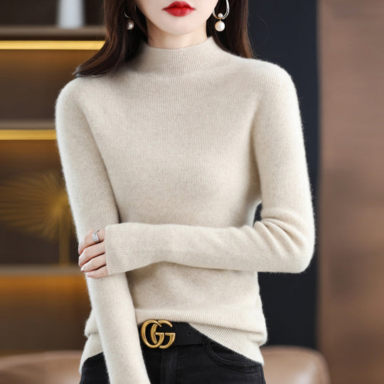 Damen Schmal geschnittener Mockneck-Pullover aus kaschmirähnlichem Feinstrick Shop Nory