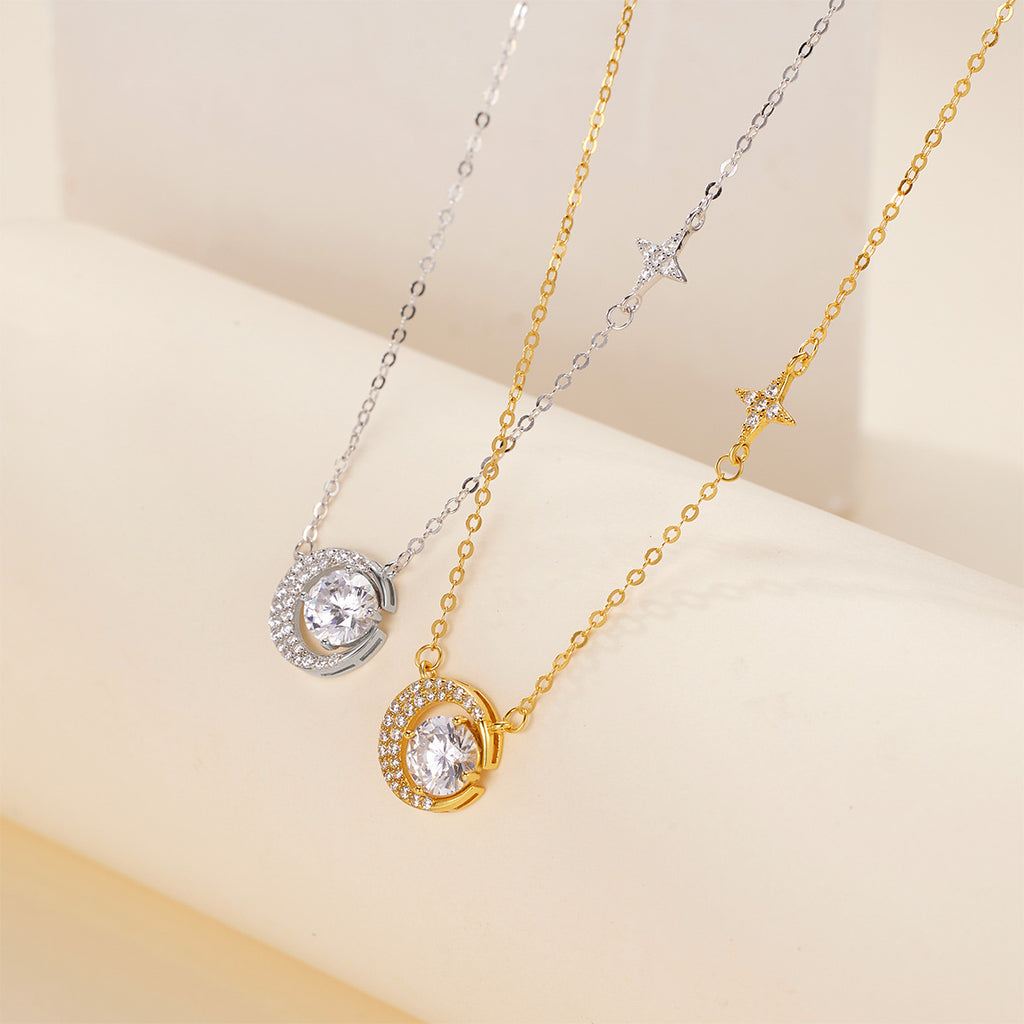 Damen Halskette mit elegantem Mond- und Sternanhänger Shop Nory