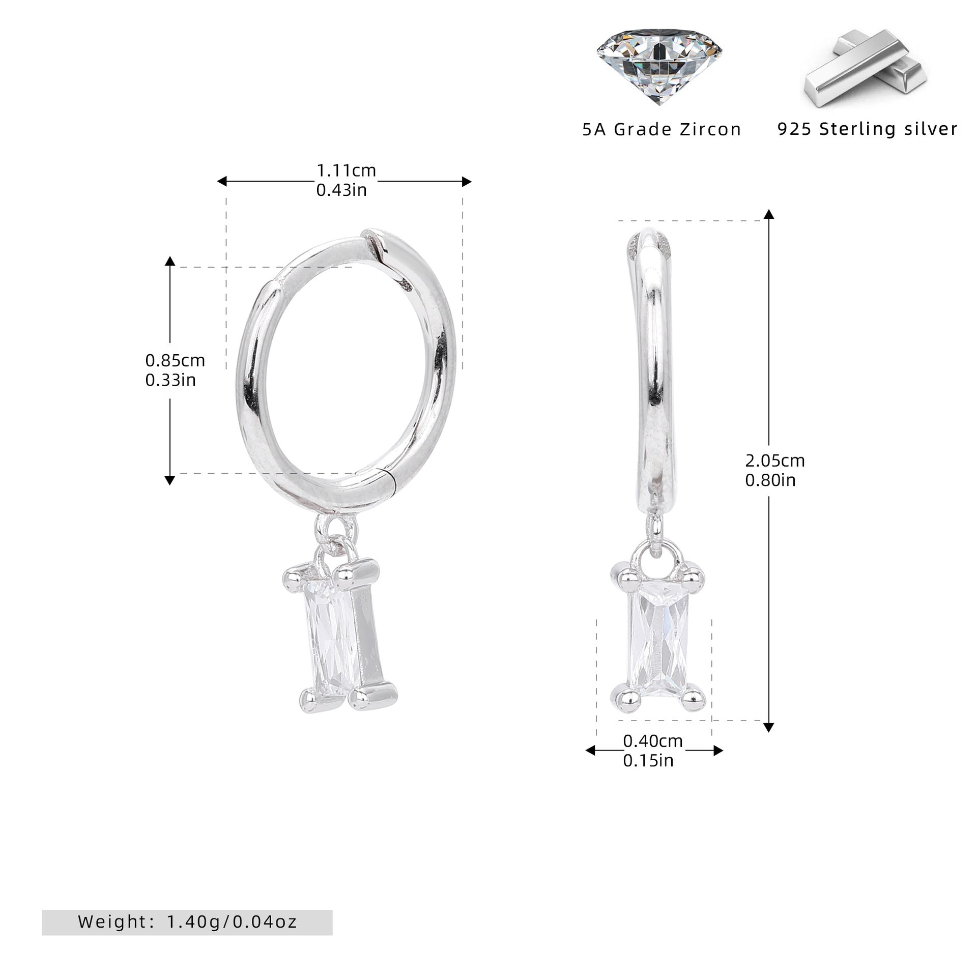 Damen Ohrhänger mit verführerischem Zirkonanhänger aus hochwertigem 925 Sterling Silber Shop Nory