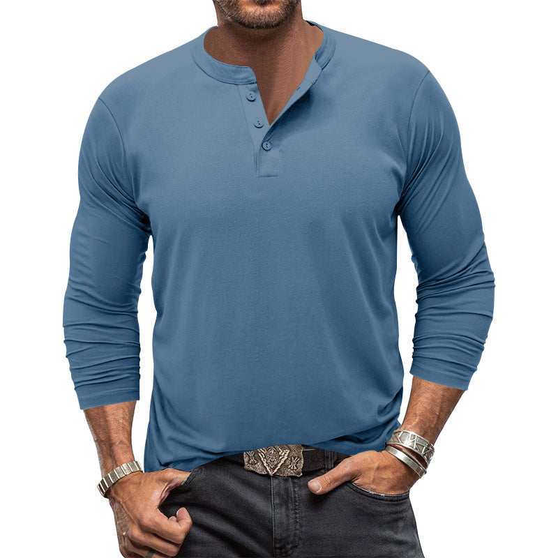 Herren Langarm T-Shirt mit Knopfleiste