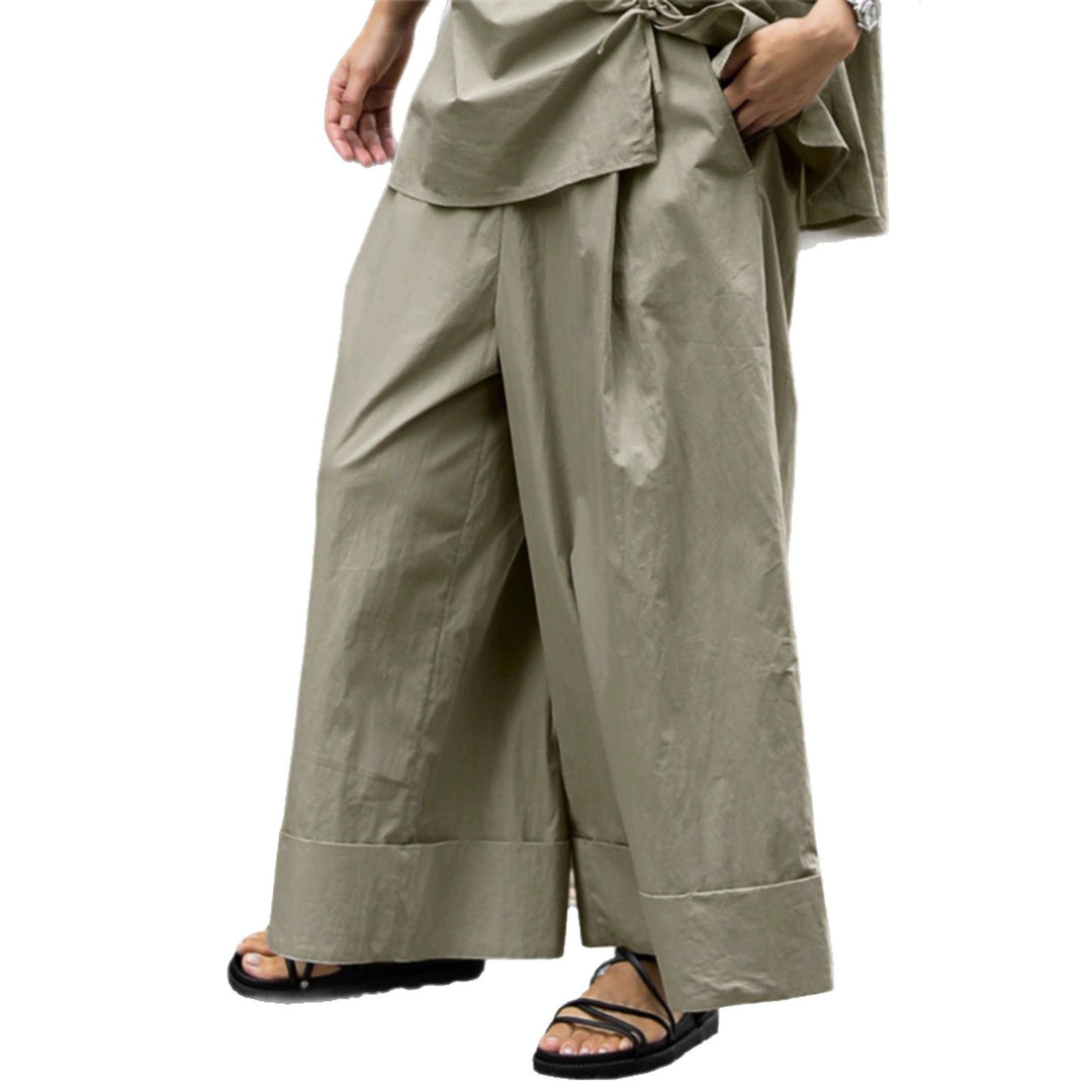 Damen Weite Palazzo-Hose mit hohem Bund und breitem Saum Shop Nory