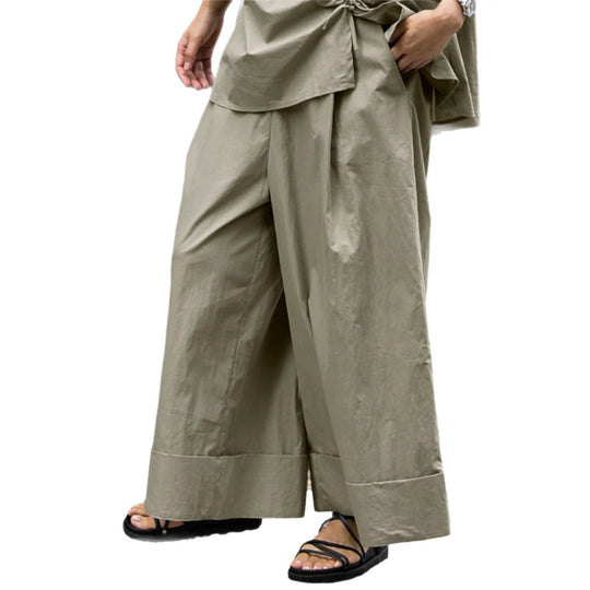 Damen Weite Palazzo-Hose mit hohem Bund und breitem Saum Shop Nory