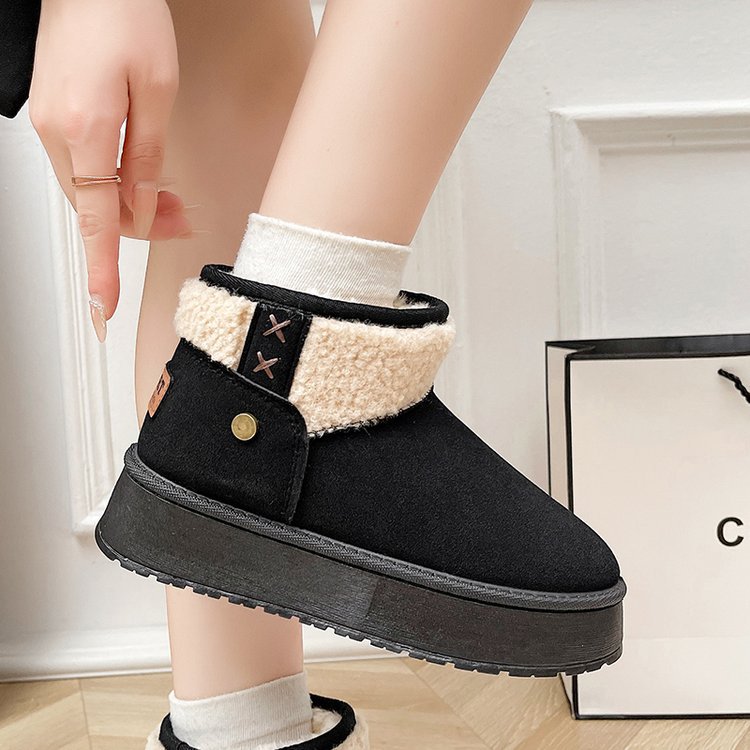 Damen Gefütterte Plateau-Stiefelette mit Teddykragen und Slip-On-Schaft Shop Nory
