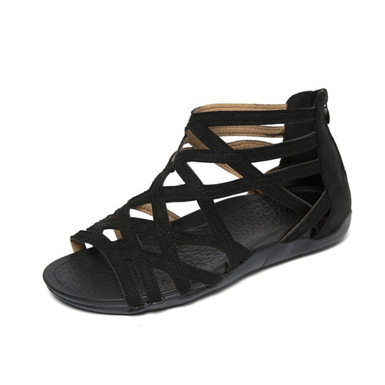 Damen Römersandalen mit Zipper, geflochtenem Cut-Out-Obermaterial und gepolsterter Komfortsohle Shop Nory