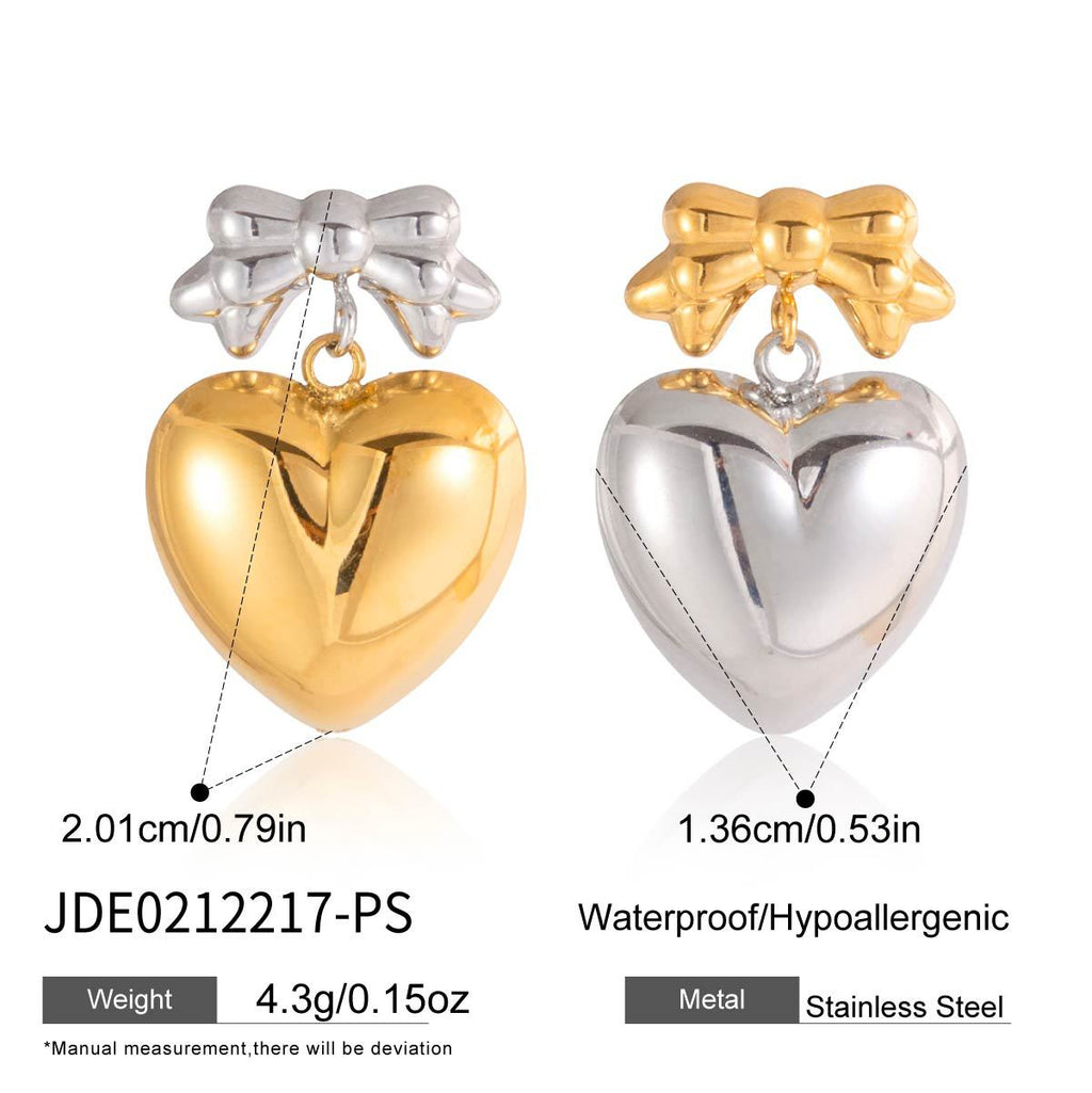 Damen Anhänger in Herzform mit Schleifenmotiv aus hypoallergenem Edelstahl Shop Nory