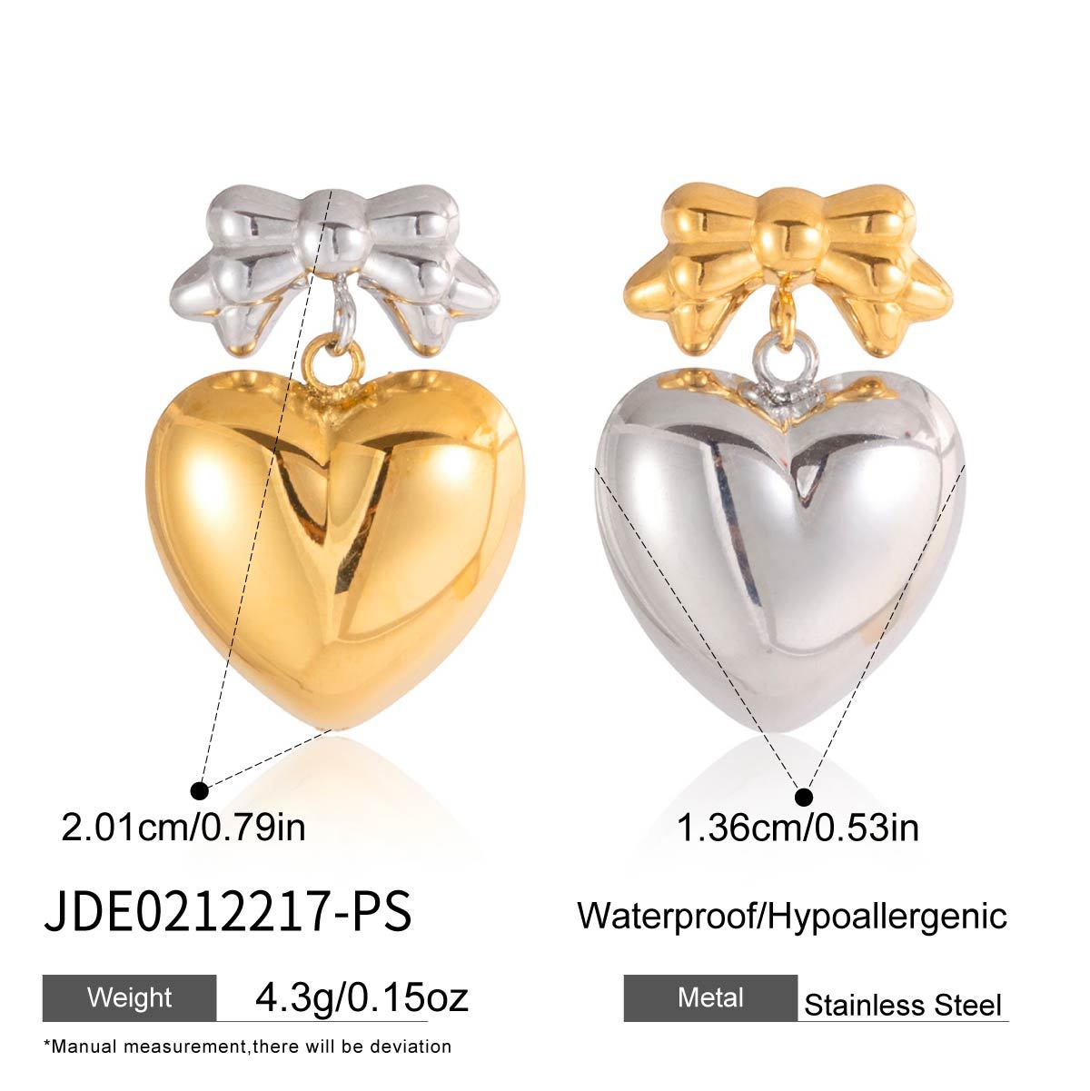 Damen Anhänger in Herzform mit Schleifenmotiv aus hypoallergenem Edelstahl Shop Nory