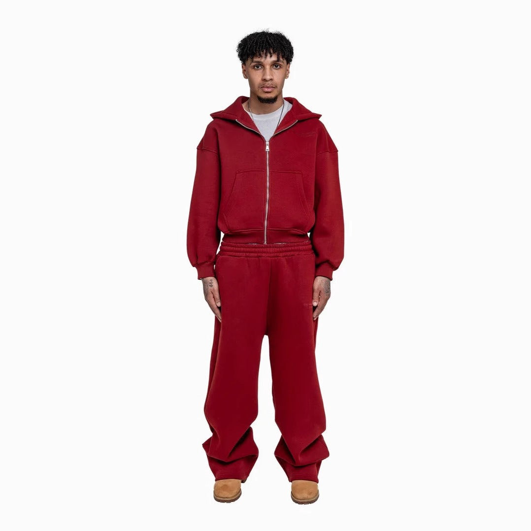 Herren nan lässiges Reißverschluss-Hoodie- und Palazzohose-Set mit dropped-shoulder Silhouette Shop Nory