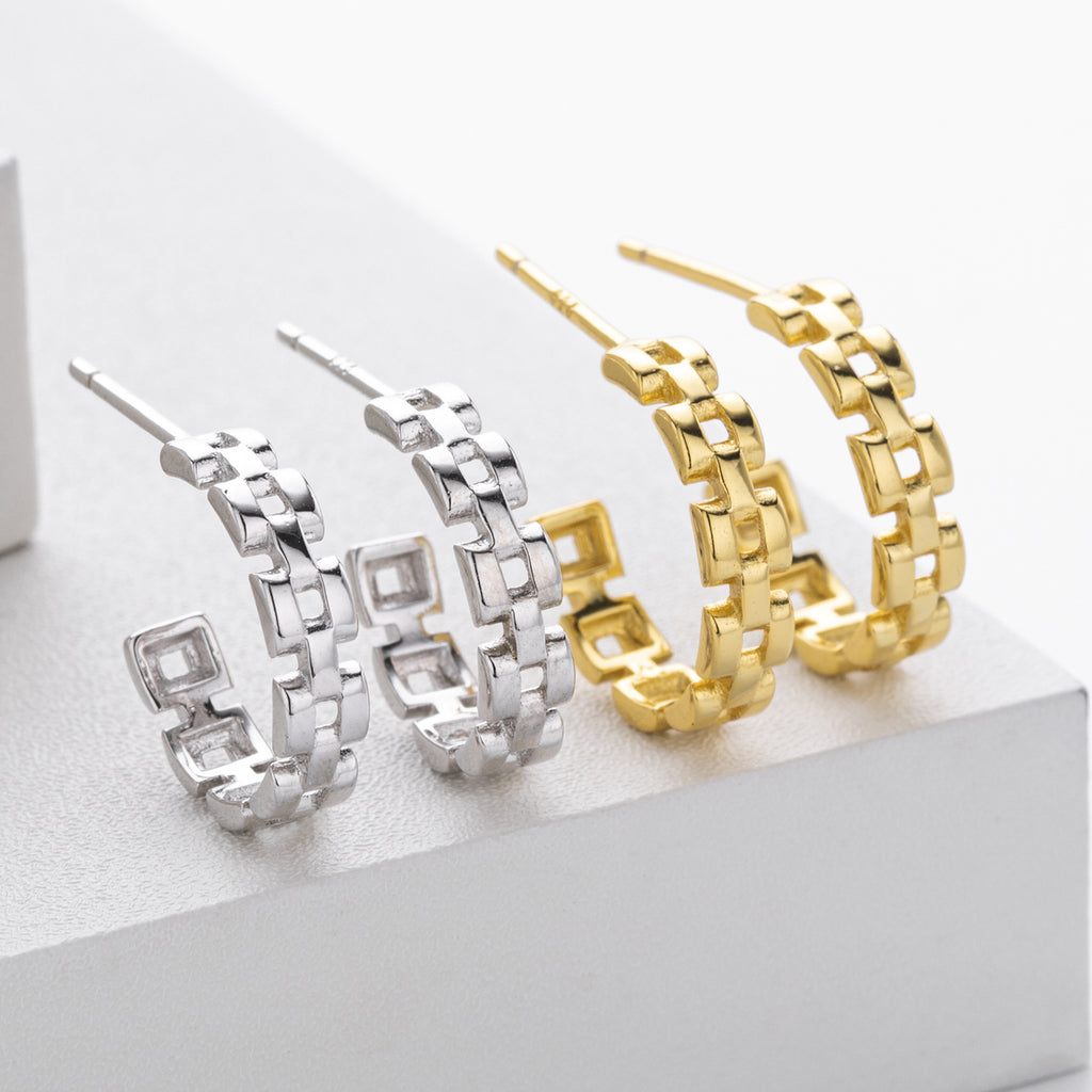 Damen Creolen im modernen Ketten-Design aus hochwertigem 925 Sterling Silber Shop Nory