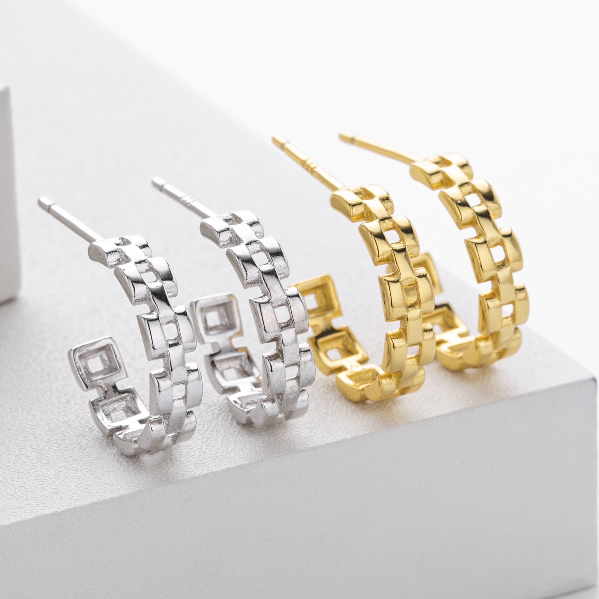 Damen Creolen im modernen Ketten-Design aus hochwertigem 925 Sterling Silber Shop Nory