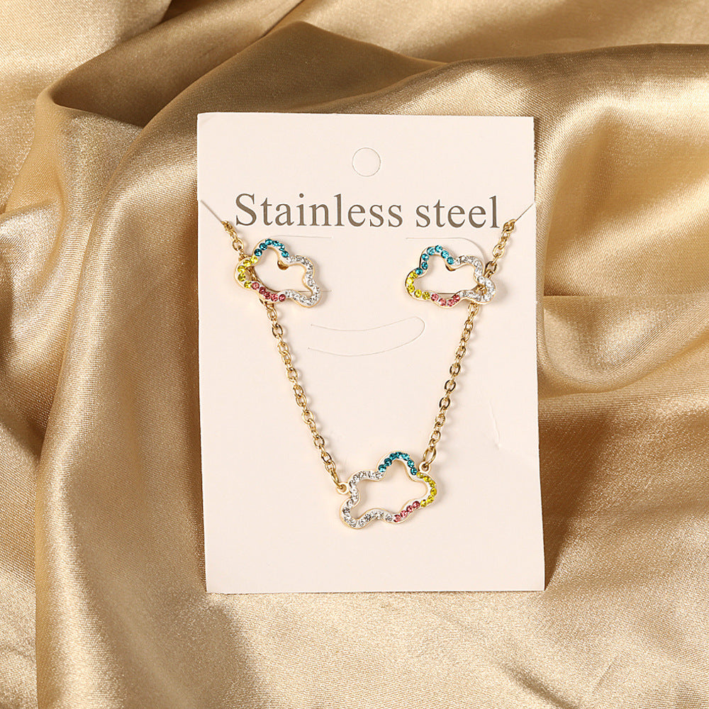 Damen Schmuckset mit funkelnden, bunten Kristallanhängern Shop Nory