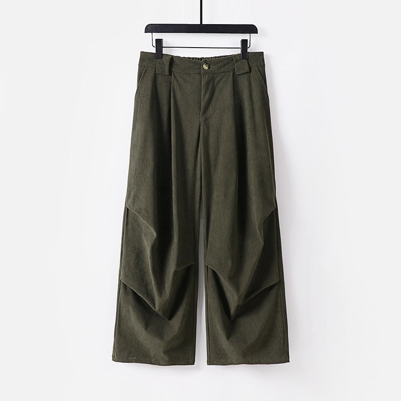 Damen Weite Cordhose mit hoher Taille, Bundfalten und Eingrifftaschen Shop Nory