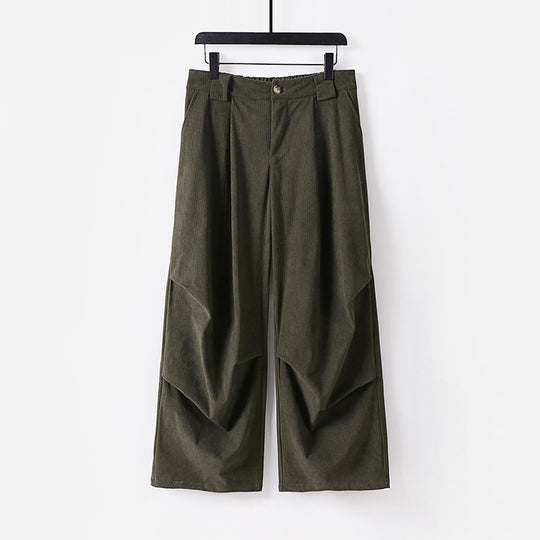 Damen Weite Cordhose mit hoher Taille, Bundfalten und Eingrifftaschen Shop Nory