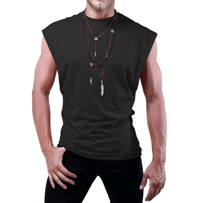 Herren nan tailliertes ärmelloses Muskelshirt aus Baumwollmix mit breiten Schulterpartien