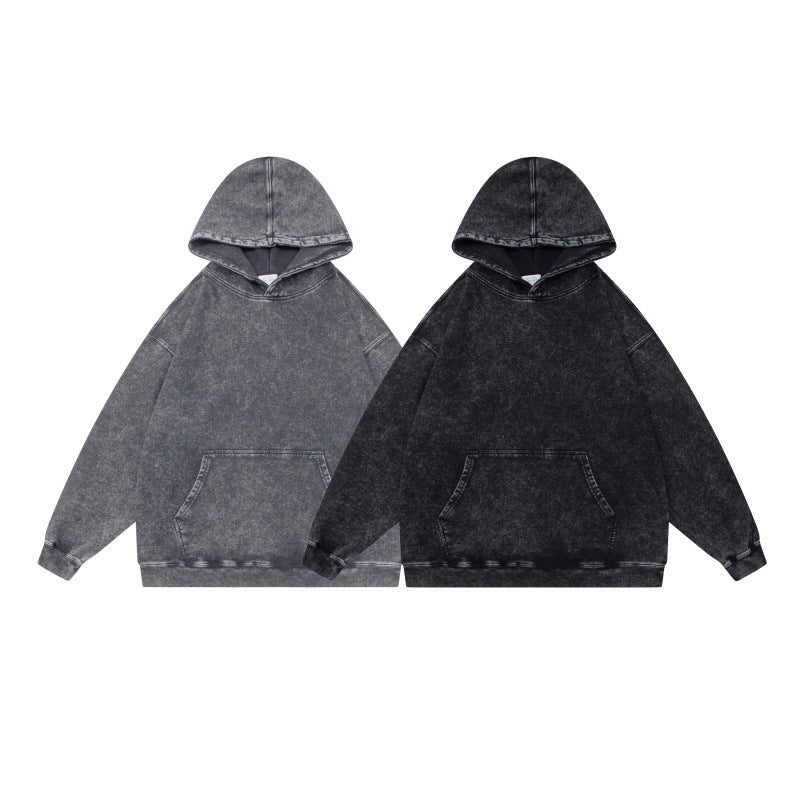 Unisex Oversize-Kapuzenpullover im Acid-Wash mit Kängurutasche und Raglanärmeln Shop Nory