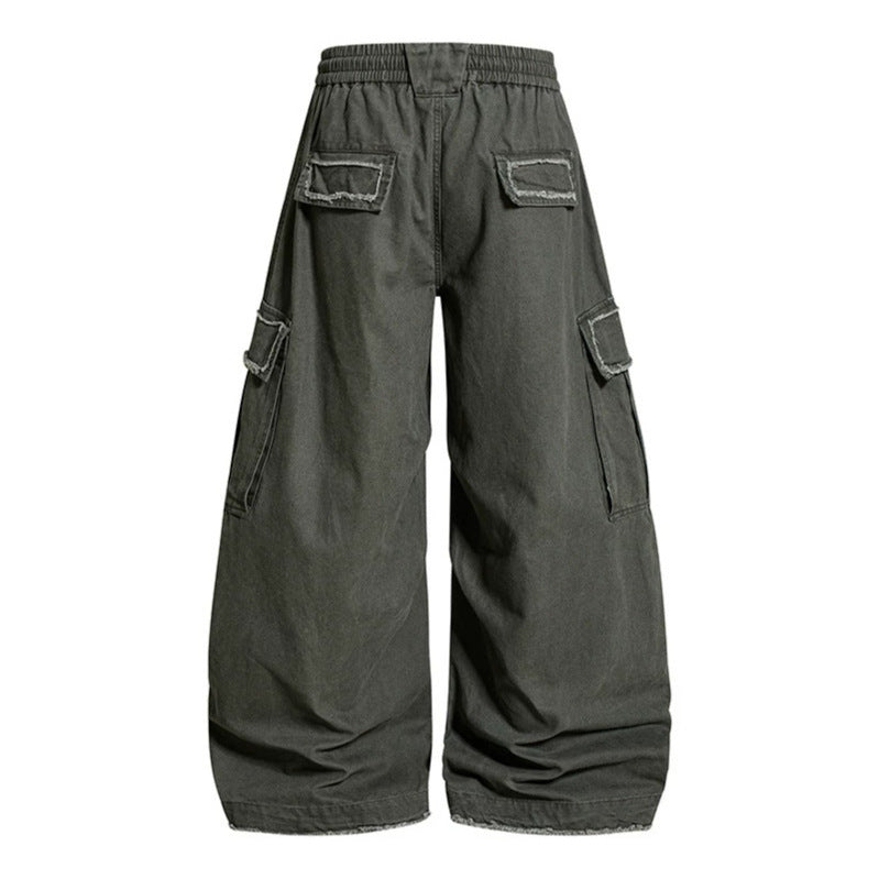 Damen Weite Cargo-Hose mit elastischem Bund, Cargo-Taschen und verstellbarem Saum Shop Nory