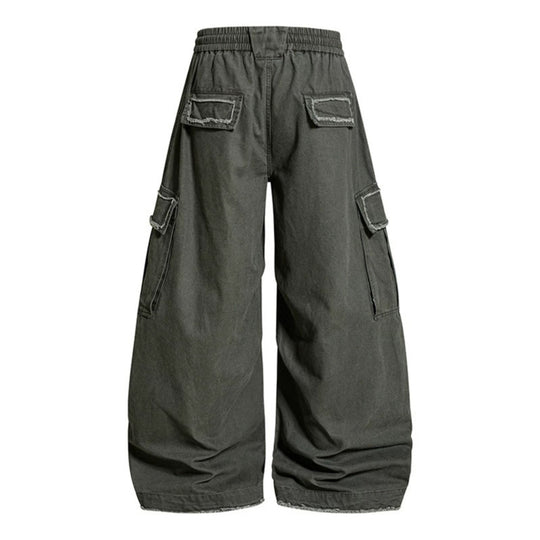 Damen Weite Cargo-Hose mit elastischem Bund, Cargo-Taschen und verstellbarem Saum Shop Nory