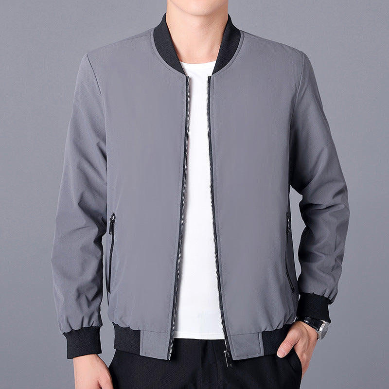 Herren Leichte Casual-Bomberjacke aus Microfaser mit Zwei-Wege-Reißverschluss und Rippbündchen Shop Nory