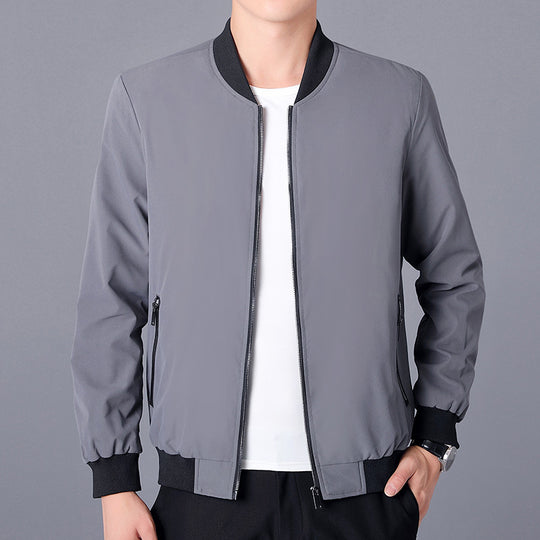 Herren Leichte Casual-Bomberjacke aus Microfaser mit Zwei-Wege-Reißverschluss und Rippbündchen Shop Nory
