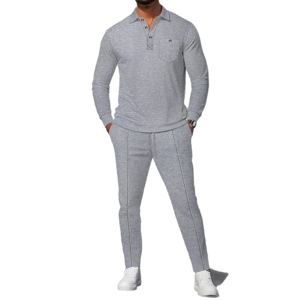Herren eleganter Freizeitanzug mit strukturiertem Oberteil und modischen Hosen