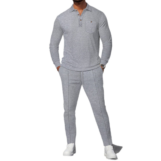 Herren eleganter Freizeitanzug mit strukturiertem Oberteil und modischen Hosen