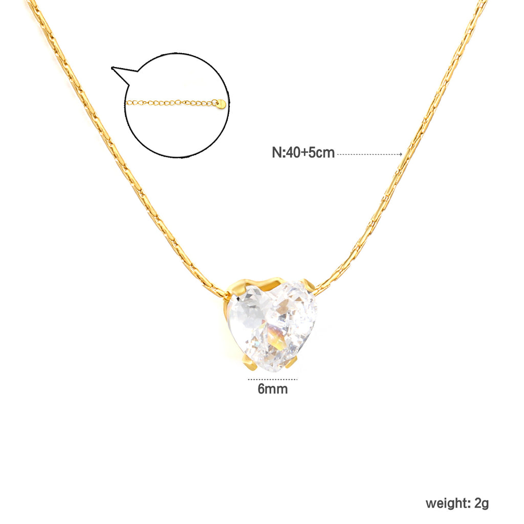 Damen Halskette mit herzförmigem Kristallanhänger und eleganter Kettengestaltung Shop Nory