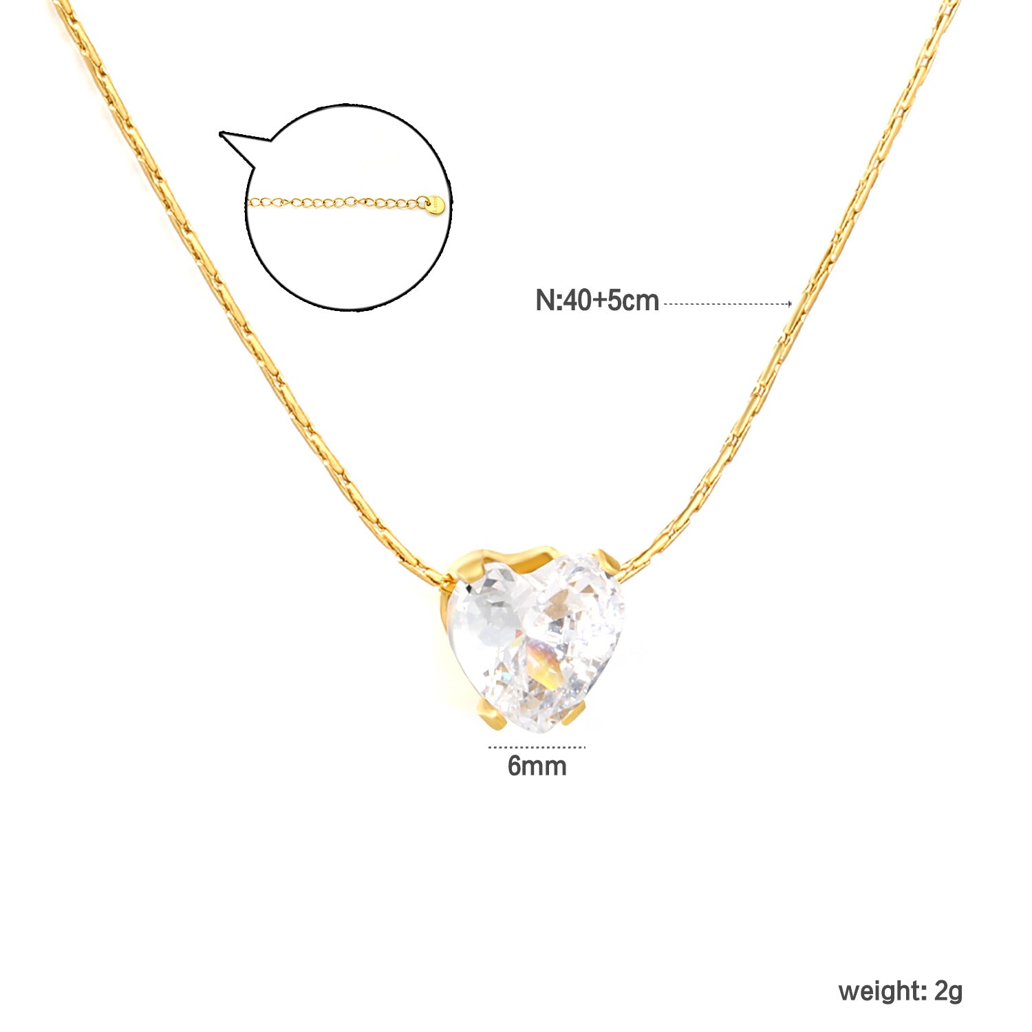 Damen Halskette mit herzförmigem Kristallanhänger und eleganter Kettengestaltung Shop Nory