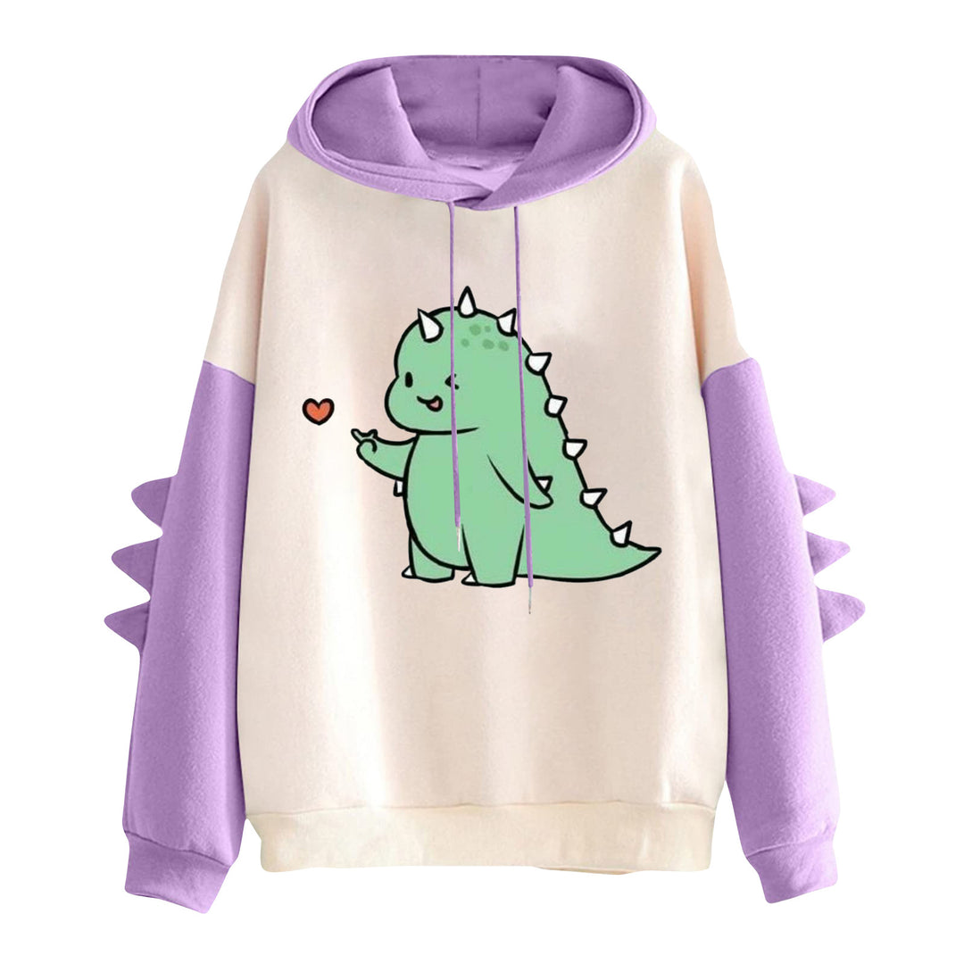 Damen nan Kapuzenpullover mit niedlichem Dinosaurierprint und dreidimensionalen Stacheln Shop Nory