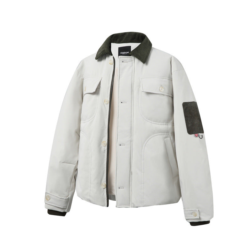 Unisex Gepolsterte Overshirt‑Jacke im Boxy‑Cut mit Cordkragen und Pattentaschen Shop Nory