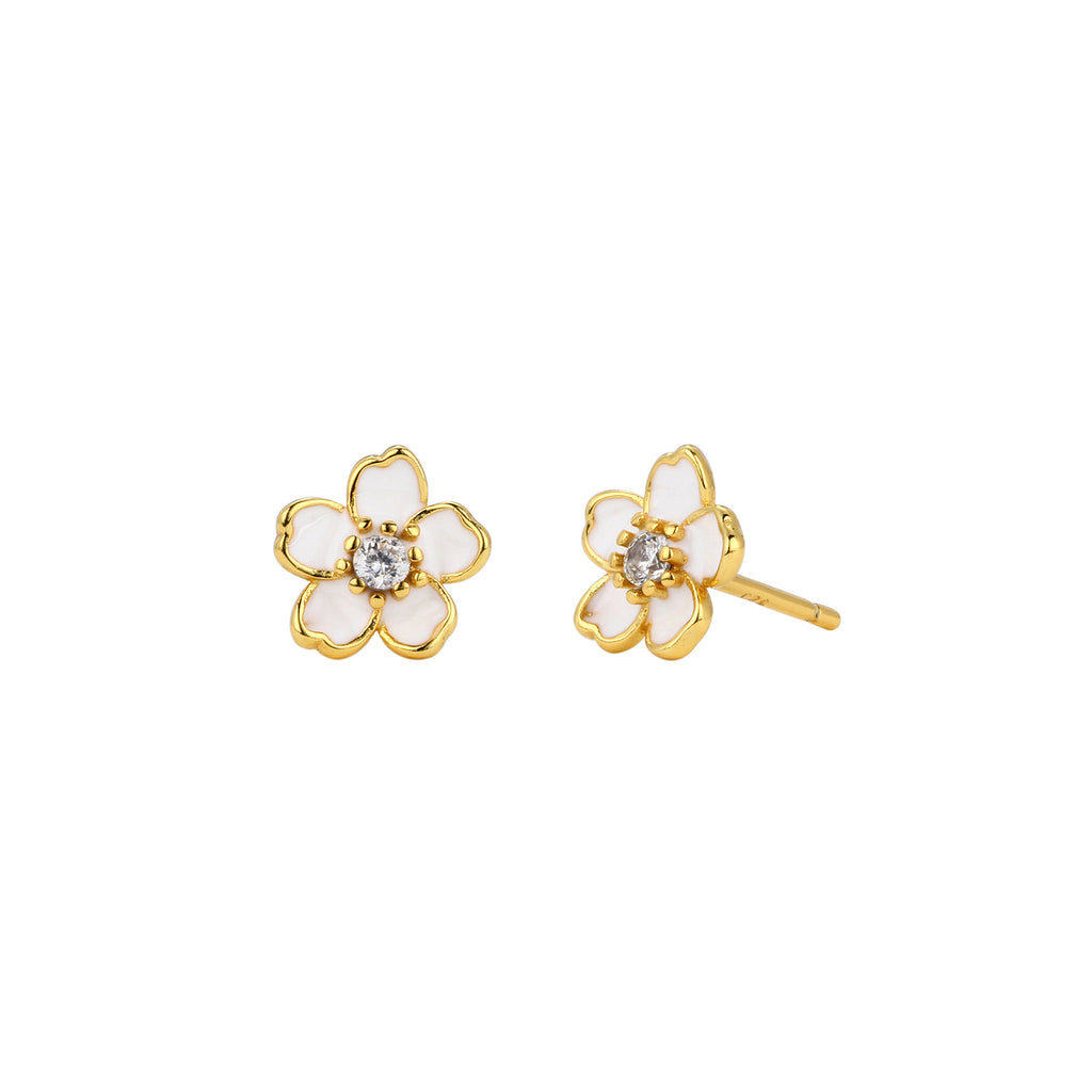Damen Blumen Ohrstecker aus 925 Sterling Silber mit Zirkonia Shop Nory