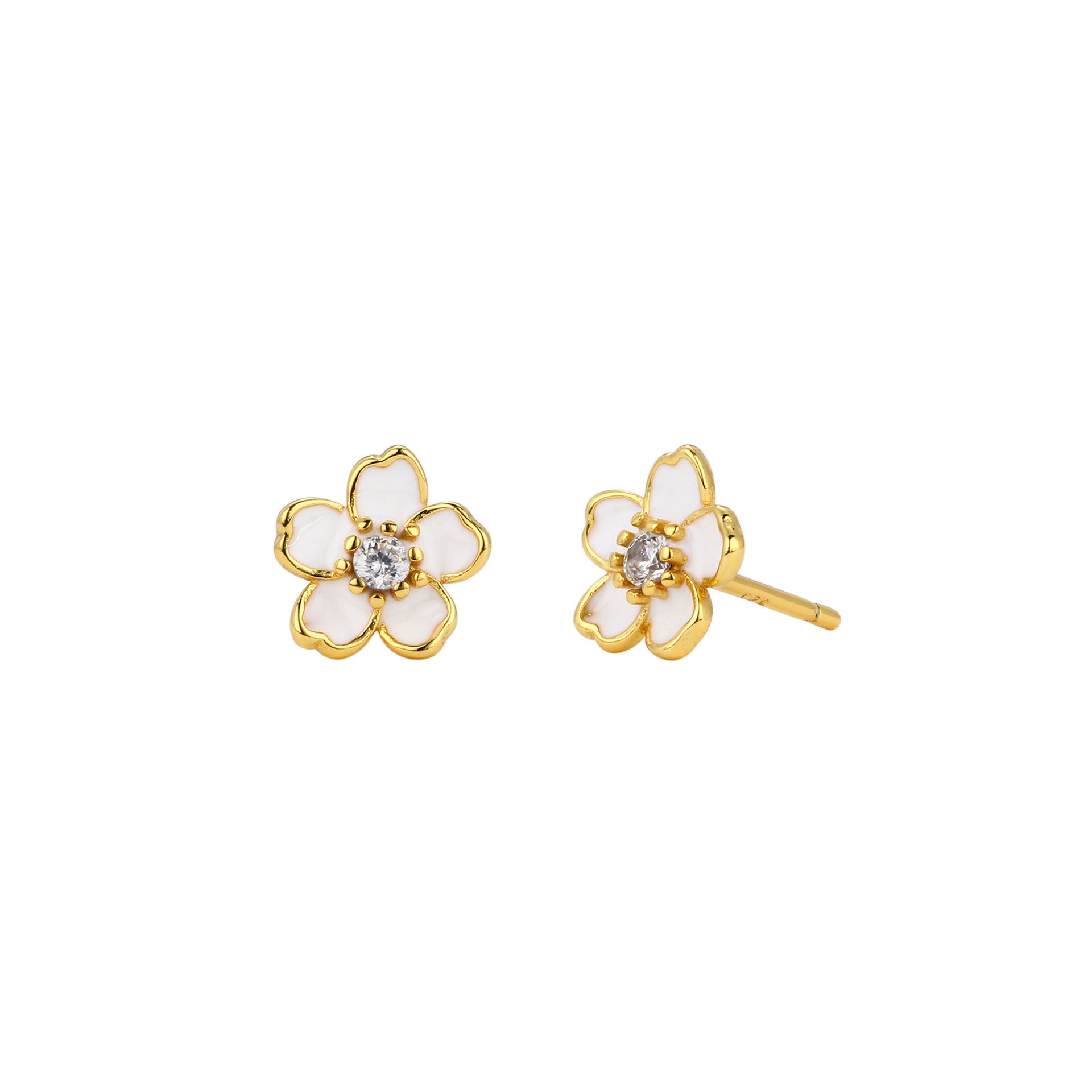 Damen Blumen Ohrstecker aus 925 Sterling Silber mit Zirkonia Shop Nory