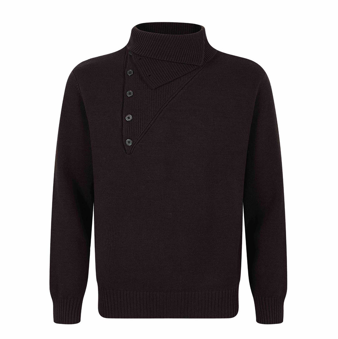 Herren Strickpullover mit asymmetrischer Knopfleiste und hohem Stehkragen Shop Nory