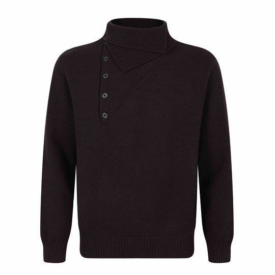 Herren Strickpullover mit asymmetrischer Knopfleiste und hohem Stehkragen Shop Nory