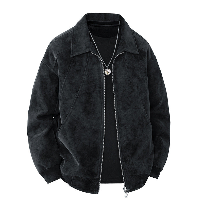 Herren elegante Wildlederjacke mit strukturiertem Schnitt
