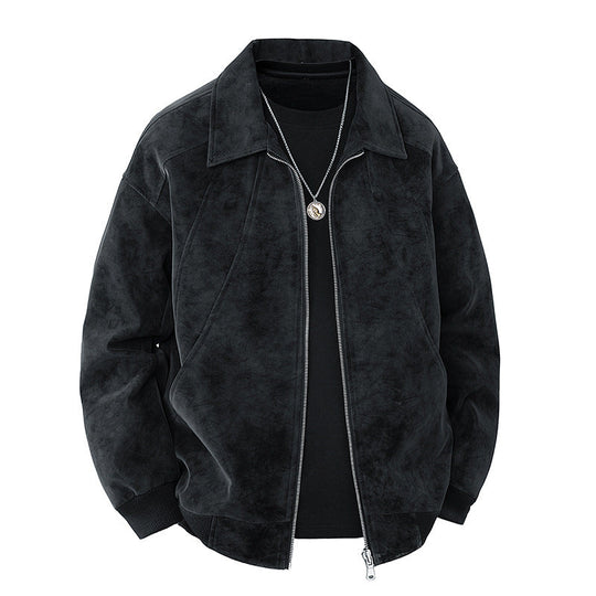 Herren elegante Wildlederjacke mit strukturiertem Schnitt