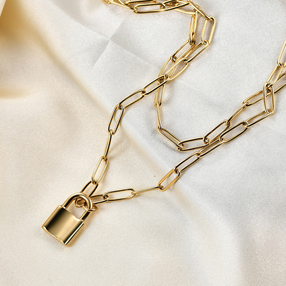 Damen Halskette mit modernem Padlock-Design und robusten Gliederketten Shop Nory