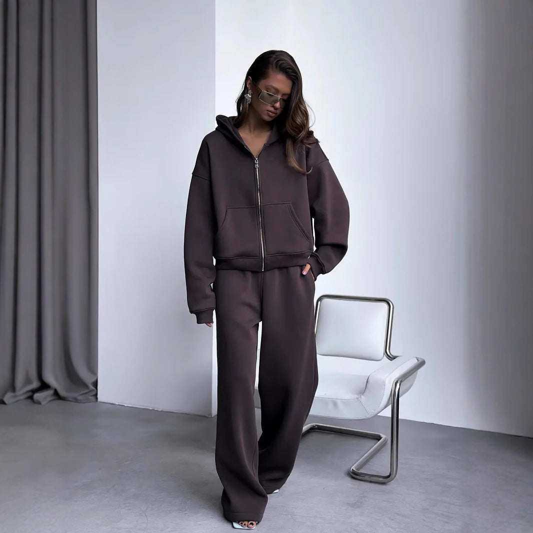 Damen Oversized Kapuzenjacke und Sweathose Set Shop Nory